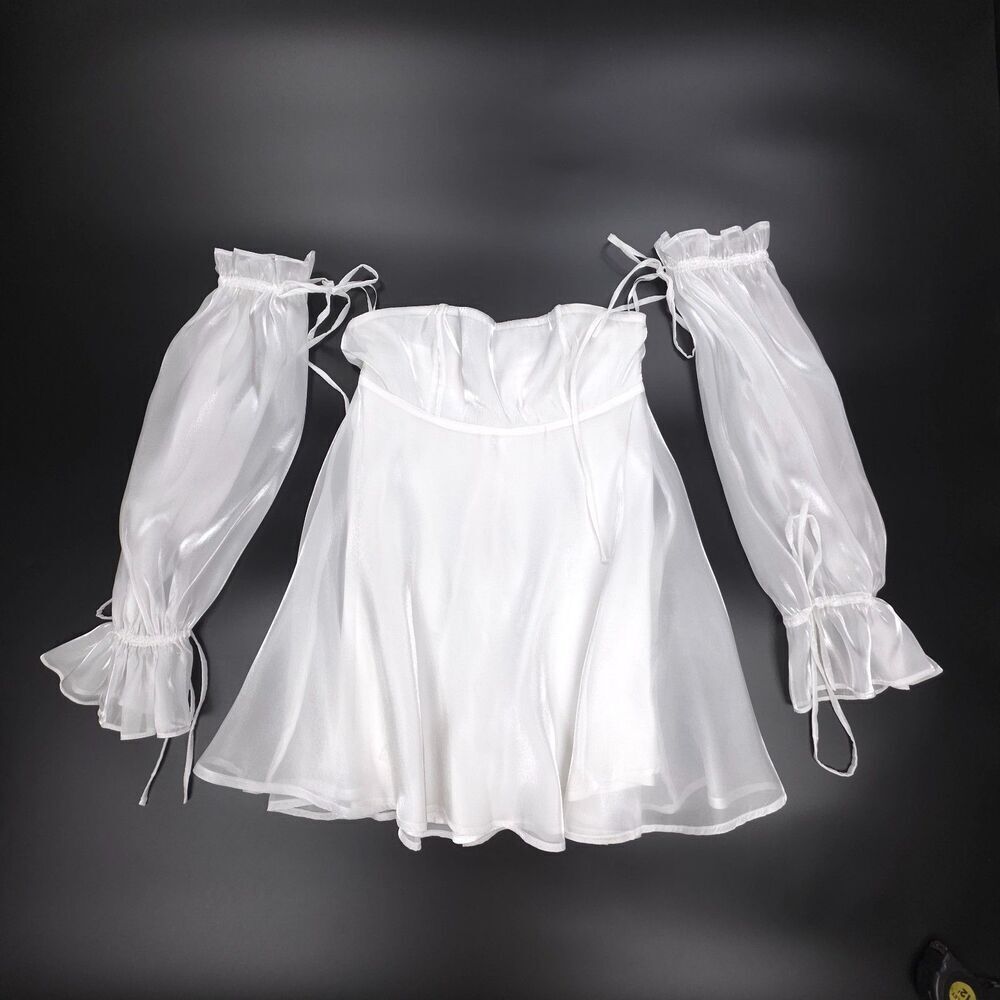 ALAMOUR The Label Celine Mini Dress White Organza Angelic Fairy Romantic Bridal